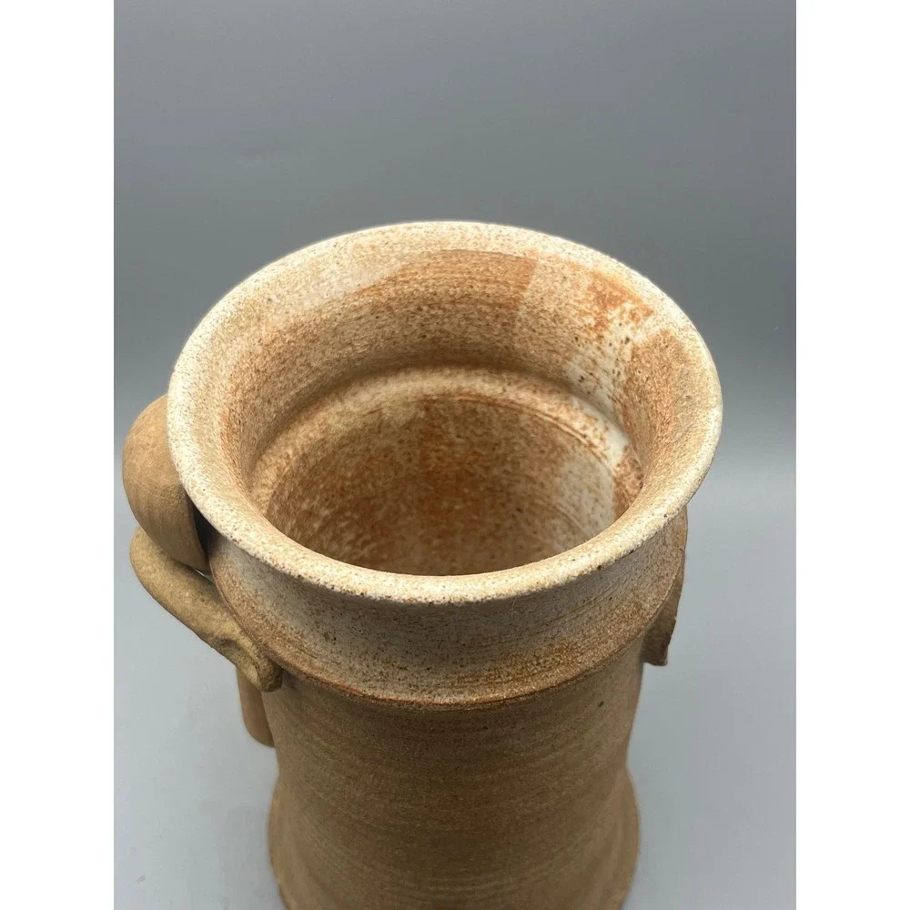 Handmade Signed‎ Pottery Kitchen Canister Jar Cork Lid Spoon Rest Rustic Style